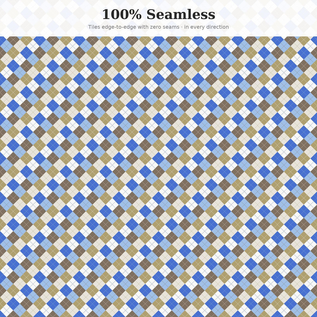 Casablanca Argyle Seamless Pattern | Multi-Color Fabric Design (Digital Download)