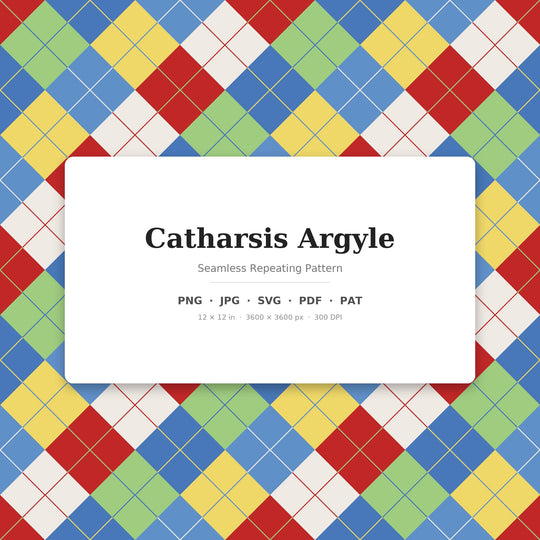 Catharsis Argyle Seamless Pattern | Multi-Color Fabric & Surface Design (Digital Download)