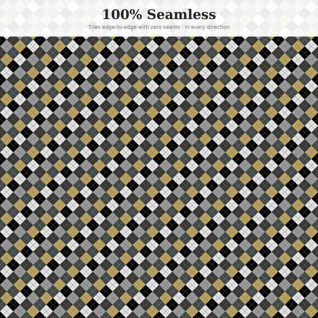 Cinema Noir Argyle Seamless Pattern | Multi-Color Digital Paper (Digital Download)