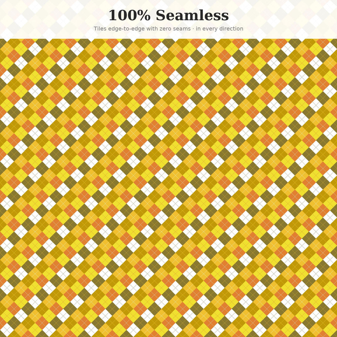 Citrine Argyle Seamless Pattern | Multi-Color Fabric Design (Digital Download)