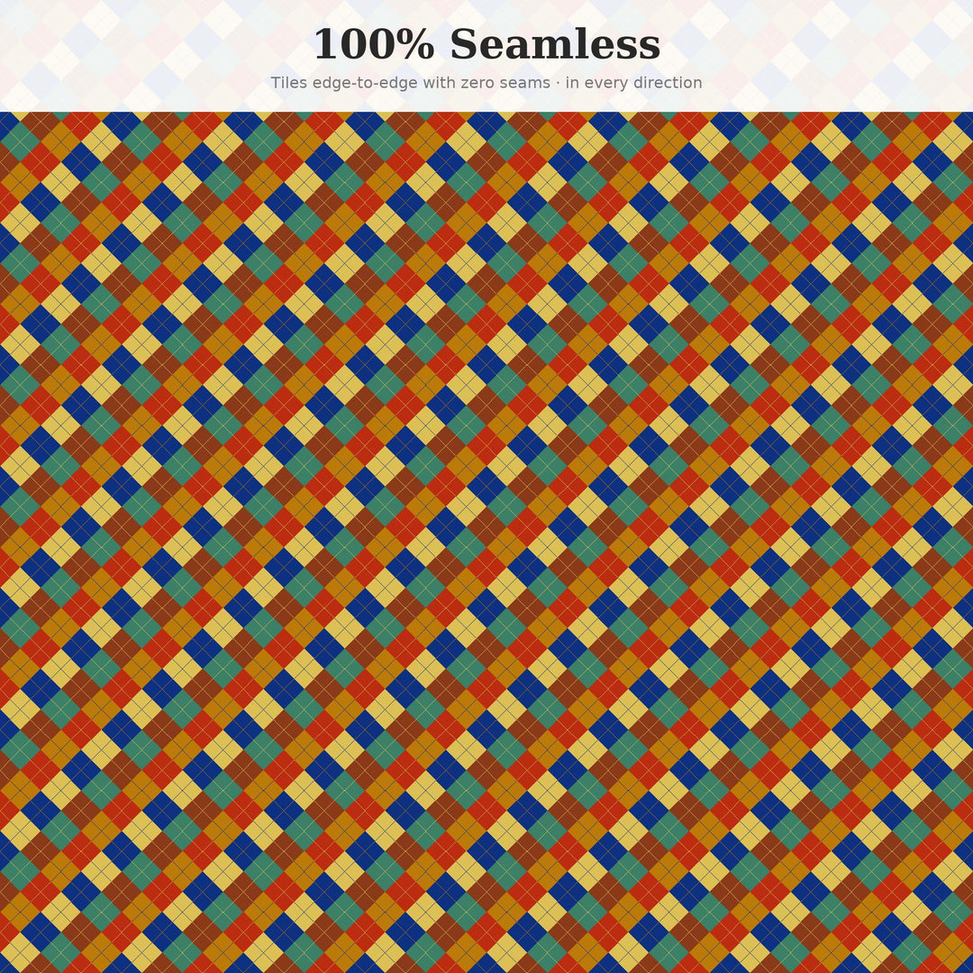 Classical Argyle Seamless Pattern | Multi-Color Classical Fresco Argyle | .png .jpg .svg .pdf .pat | Digital Paper | Fabric & Surface Design