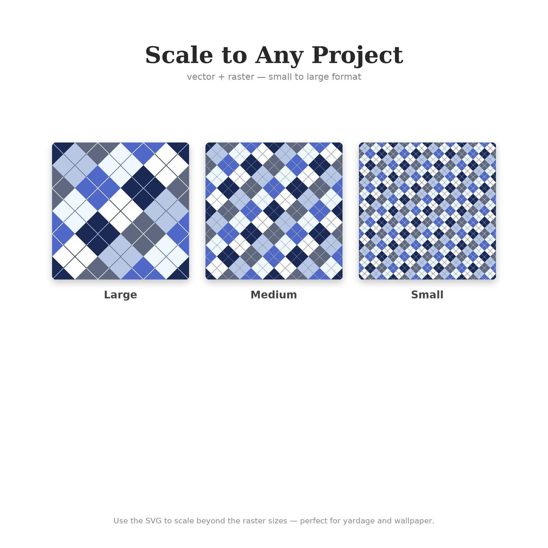Clear Midnight Argyle Seamless Pattern | Multi-Color Fabric Design (Digital Download)