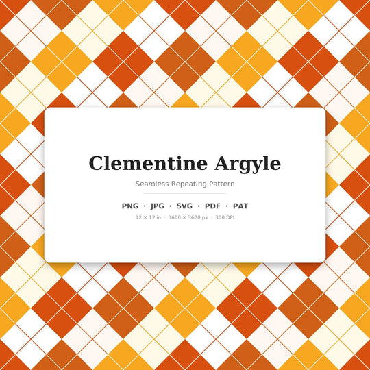 Clementine Argyle Seamless Pattern | Multi-Color Fabric Design (Digital Download)