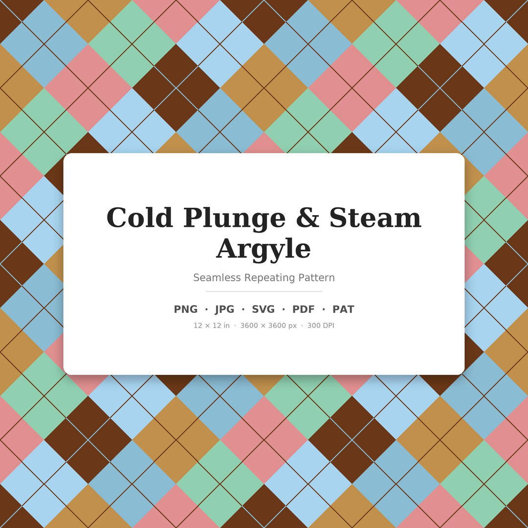 Cold Plunge Steam Argyle Seamless Pattern | Multi-Color Fabric Surface Design (Digital Download)
