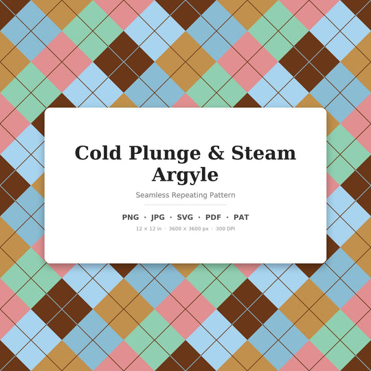 Cold Plunge Steam Argyle Seamless Pattern | Multi-Color Fabric Surface Design (Digital Download)