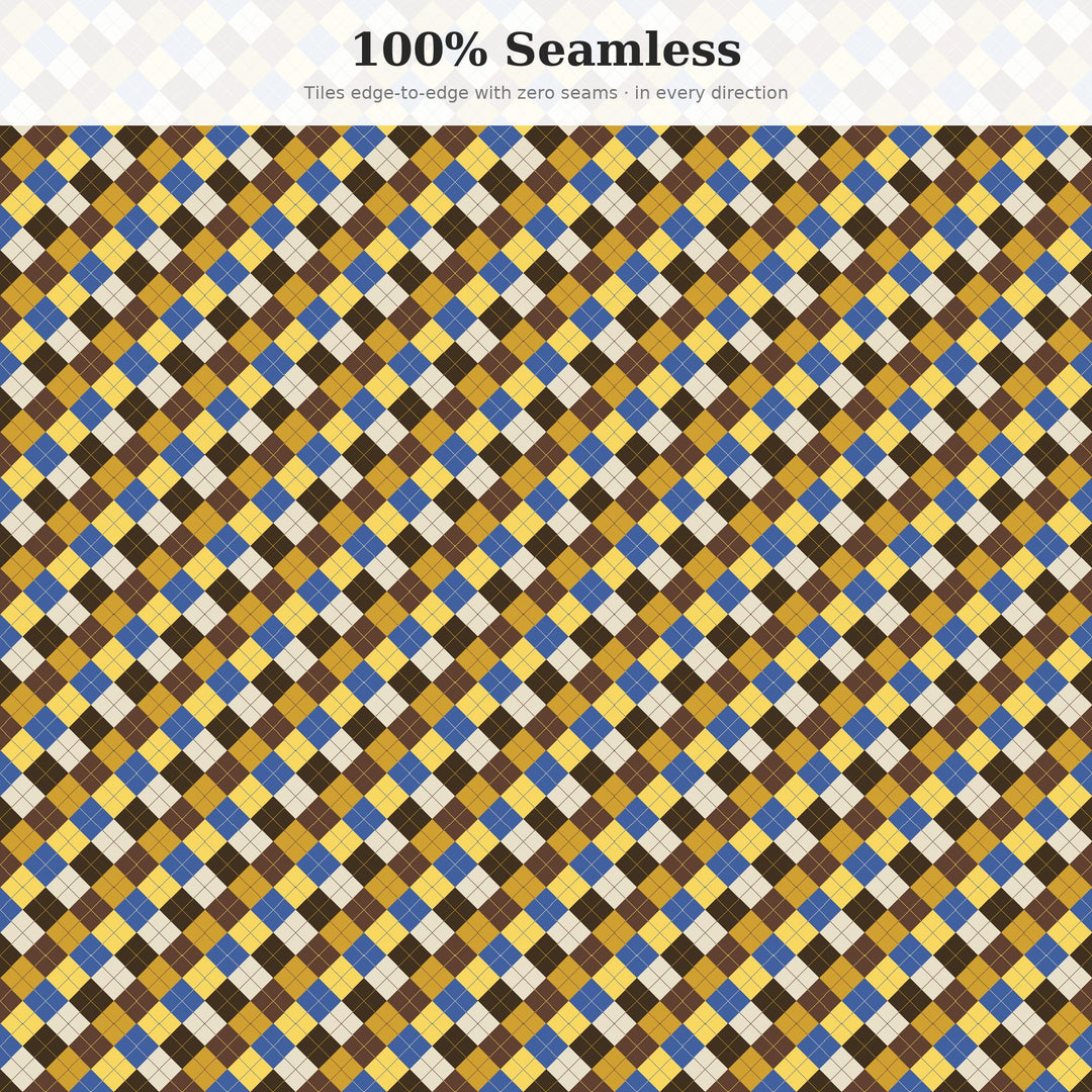 Constitutional Quill Ink Argyle Seamless Pattern | Multi-Color Digital Paper (Digital Download)