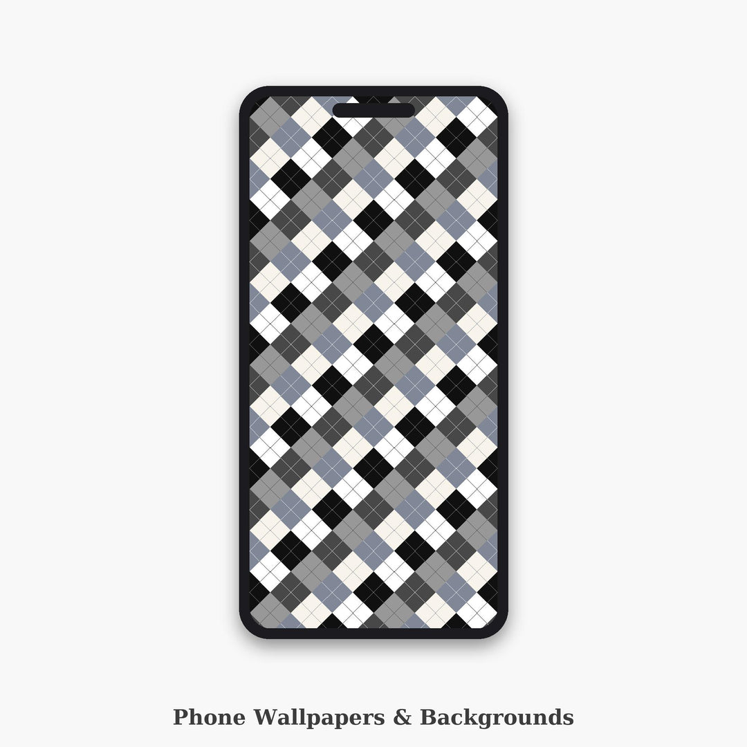 Copenhagen Grey Argyle Seamless Pattern | Fabric, Surface Design (Digital Download)