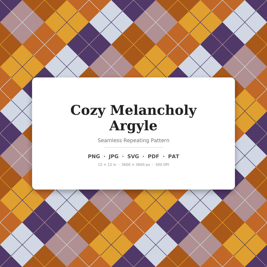 Cozy Melancholy Argyle Seamless Pattern | Fabric, Surface Design (Digital Download)