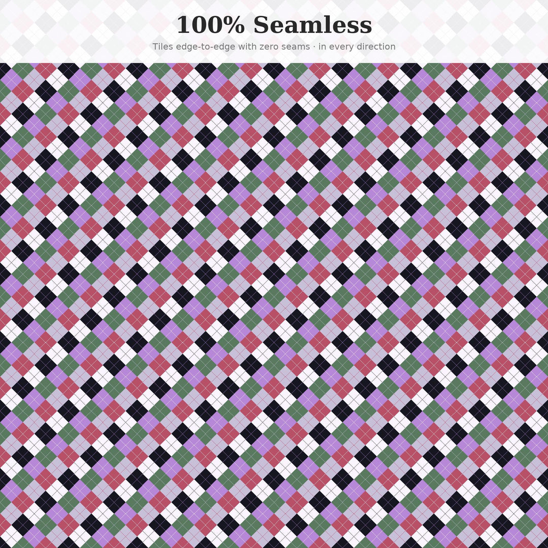 Crystal Argyle Seamless Pattern | Multi-Color Crystal Witch Altar Argyle | .png .jpg .svg .pdf .pat | Digital Paper