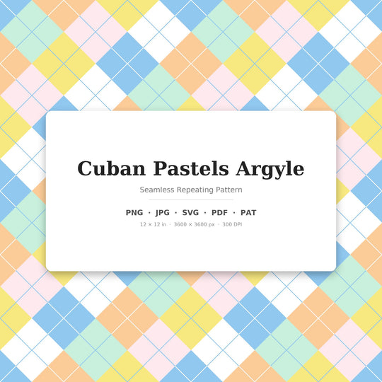 Cuban Argyle Seamless Pattern | Multi-Color Cuban Pastels Argyle | .png .jpg .svg .pdf .pat | Digital Paper | Fabric & Surface Design