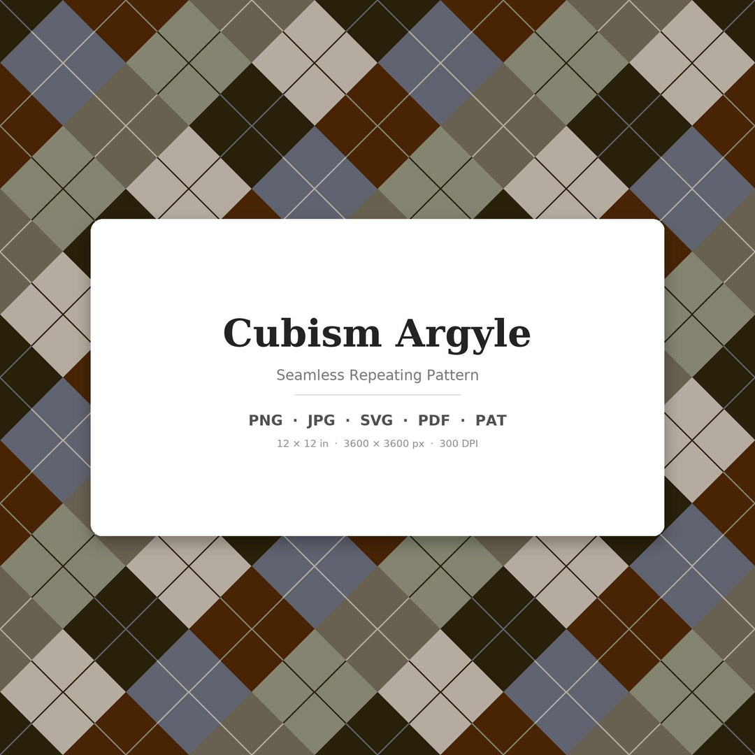 Cubism Argyle Seamless Pattern | Multi-Color Digital Paper (Digital Download)