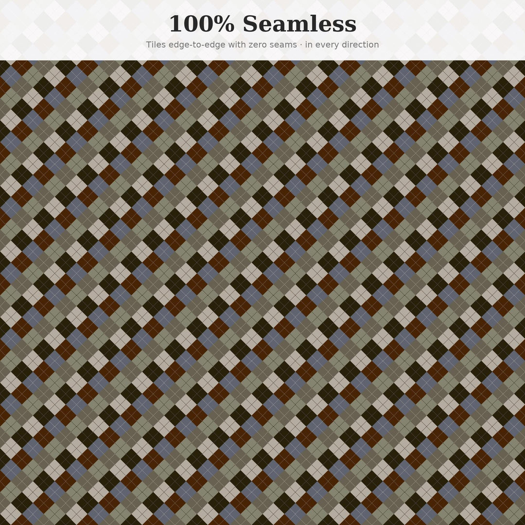 Cubism Argyle Seamless Pattern | Multi-Color Digital Paper (Digital Download)
