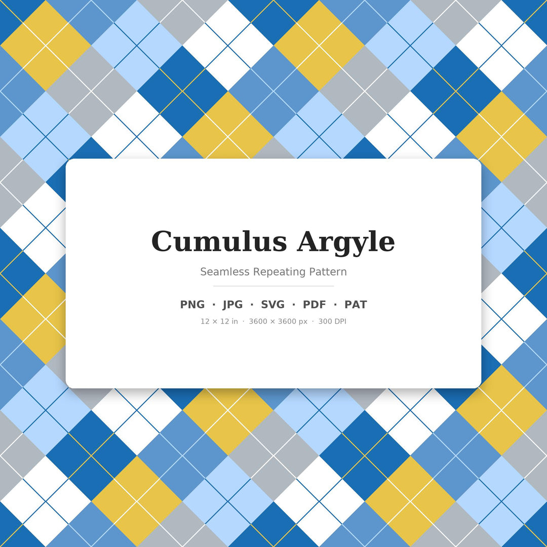 Cumulus Argyle Seamless Pattern | Multi-Color Fabric Design (Digital Download)