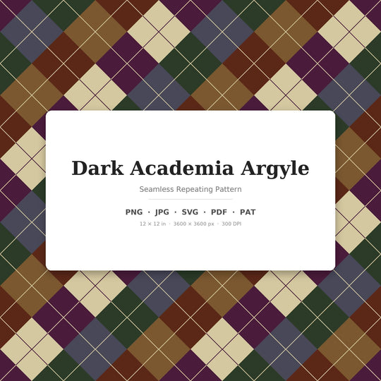 Dark Argyle Seamless Pattern | Multi-Color Dark Academia Argyle | .png .jpg .svg .pdf .pat | Digital Paper | Fabric & Surface Design
