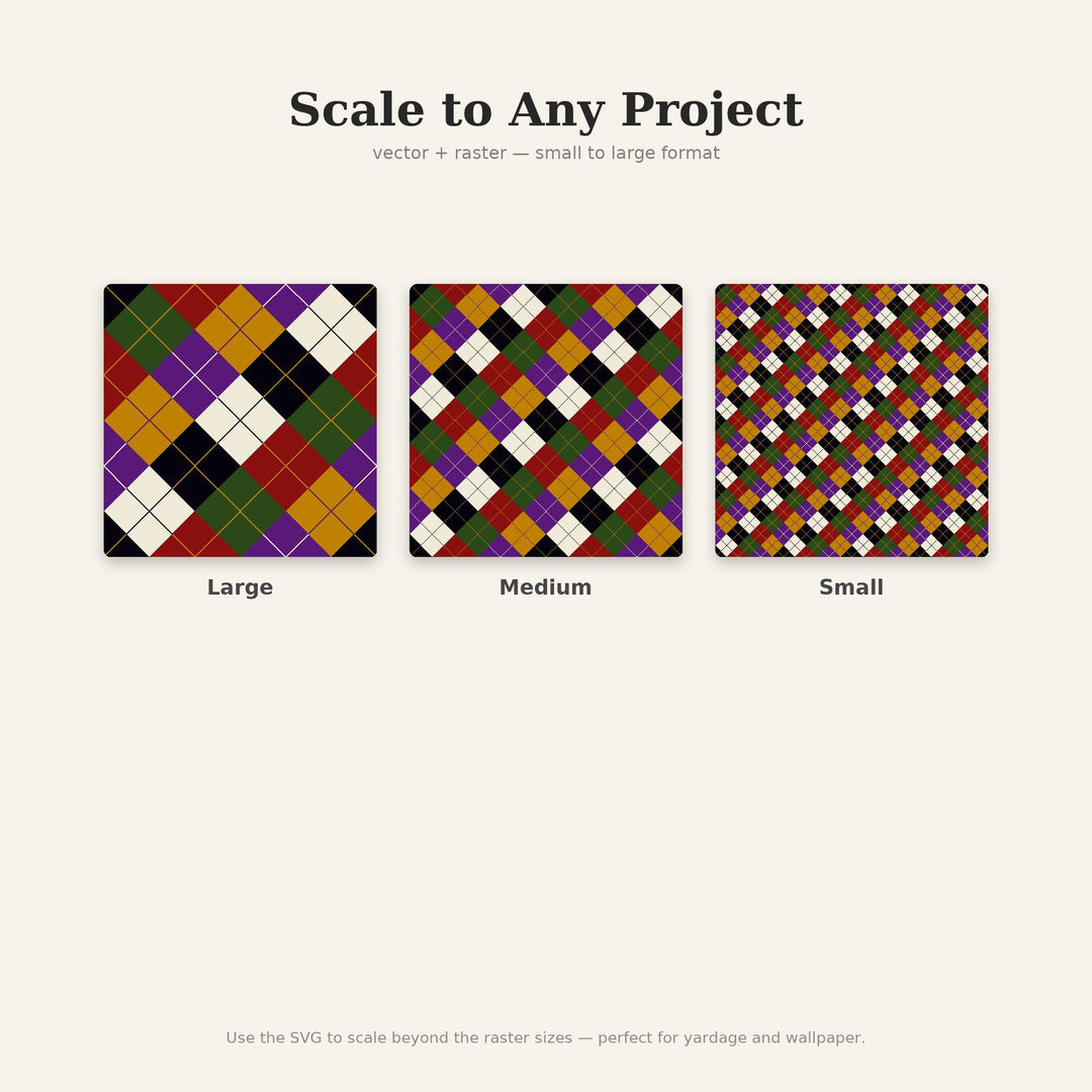 Dark Fantasy Argyle Seamless Pattern | Multi-Color Fabric Design (Digital Download)