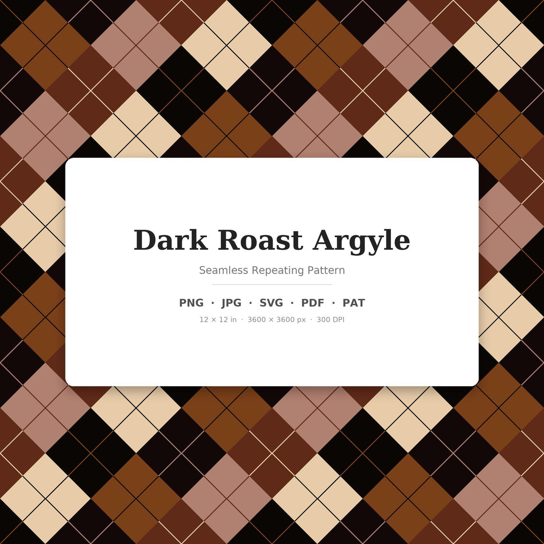 Dark Argyle Seamless Pattern | Multi-Color Dark Roast Argyle | .png .jpg .svg .pdf .pat | Digital Paper | Fabric & Surface Design