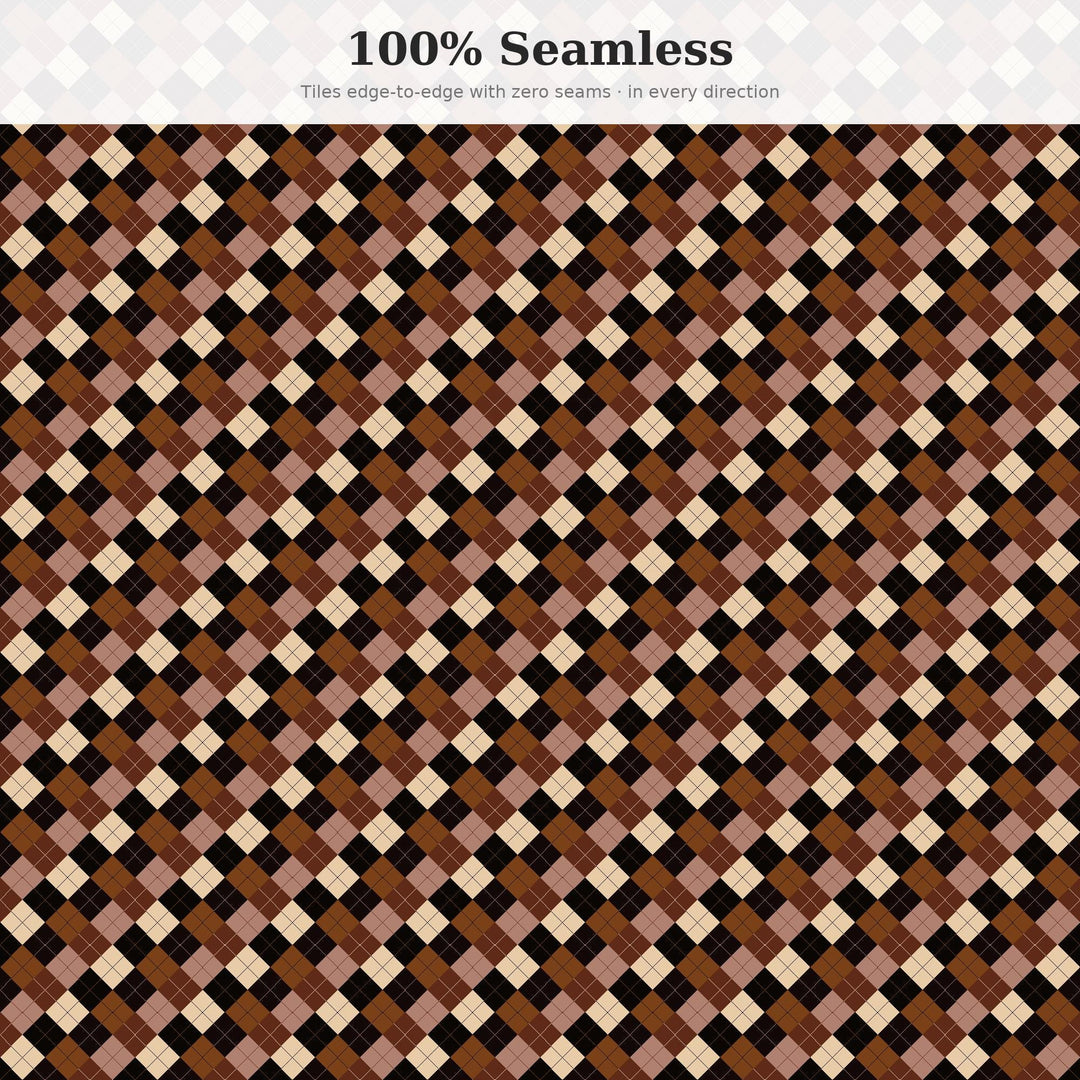 Dark Argyle Seamless Pattern | Multi-Color Dark Roast Argyle | .png .jpg .svg .pdf .pat | Digital Paper | Fabric & Surface Design