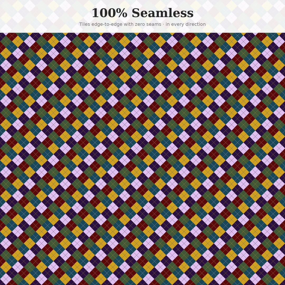 Dark Argyle Seamless Pattern | Multi-Color Dark Whimsy Argyle | .png .jpg .svg .pdf .pat | Digital Paper | Fabric & Surface Design