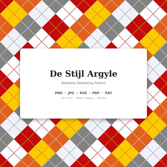De Argyle Seamless Pattern | Multi-Color De Stijl Argyle | .png .jpg .svg .pdf .pat | Digital Paper | Fabric & Surface Design