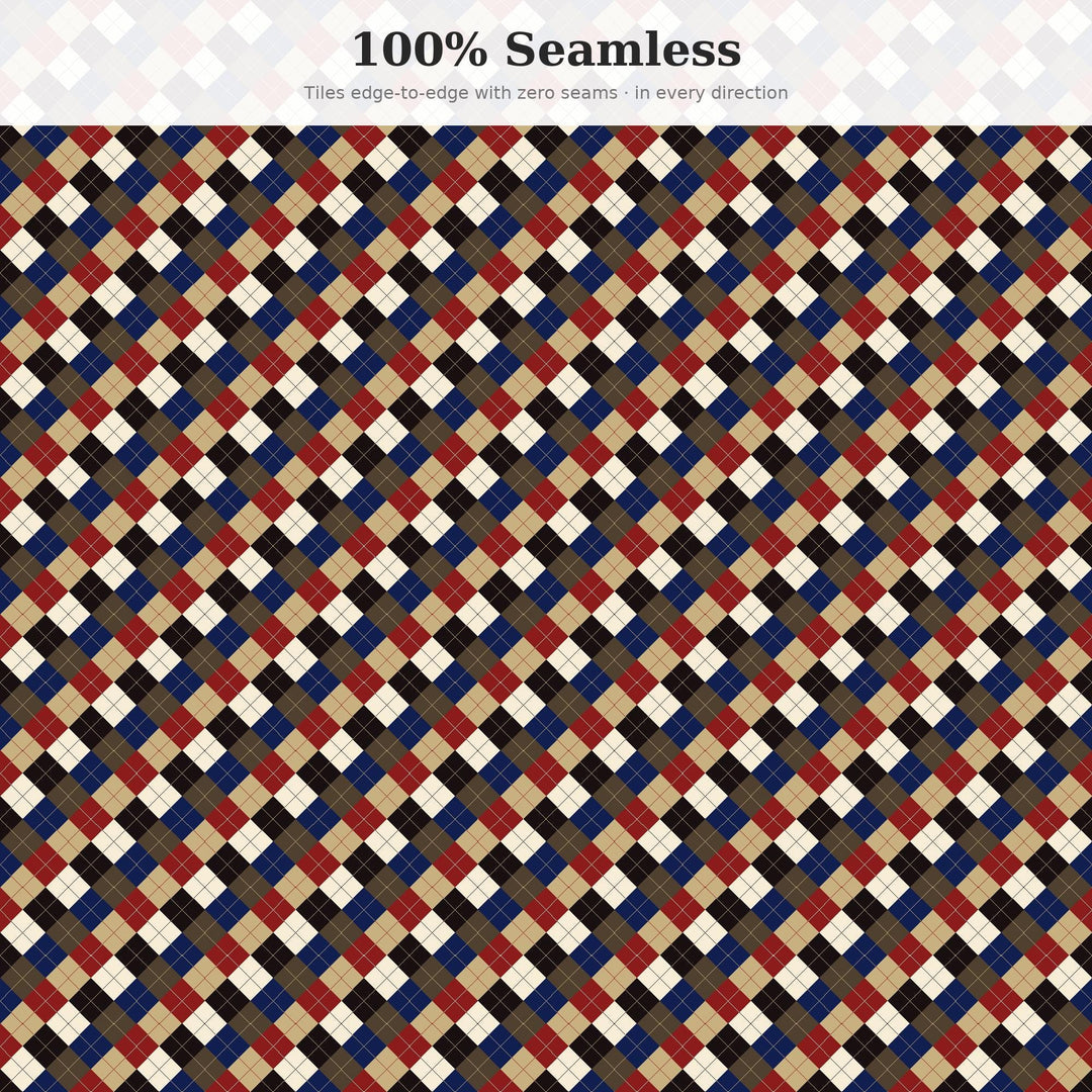 Declaration Argyle Seamless Pattern | Multi-Color Declaration Wax Seal Argyle | .png .jpg .svg .pdf .pat | Digital Paper | Fabric & Surface