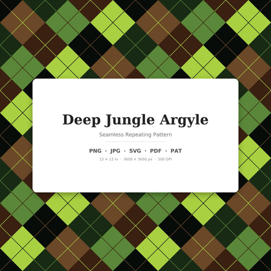 Deep Jungle Argyle Seamless Pattern | Multi-Color Fabric Design (Digital Download)