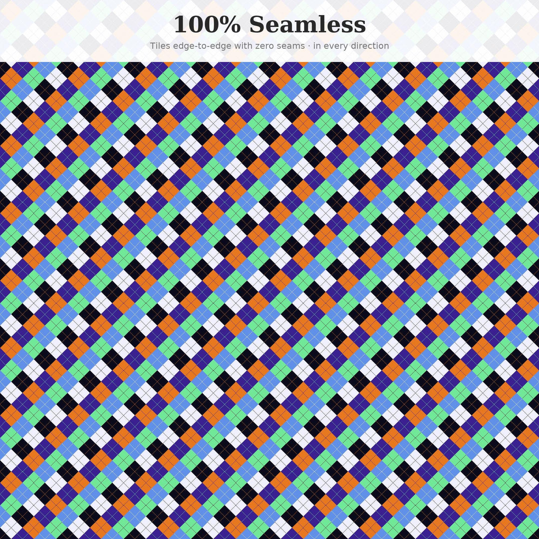 Deep Learning Argyle Seamless Pattern | Multi-Color Fabric Design (Digital Download)
