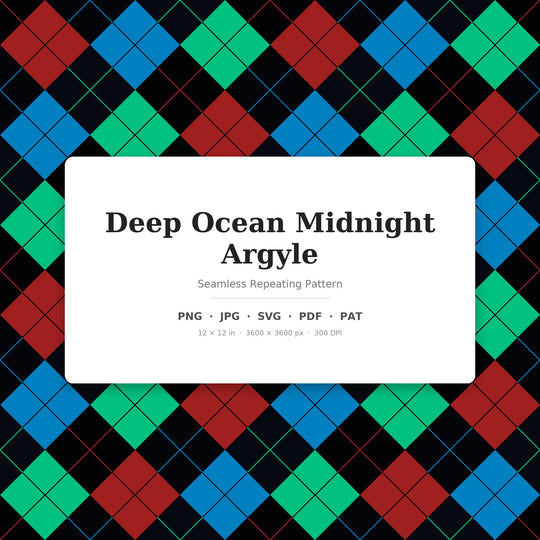 Deep Argyle Seamless Pattern | Multi-Color Deep Ocean Midnight Argyle | .png .jpg .svg .pdf .pat | Digital Paper | Fabric & Surface Design