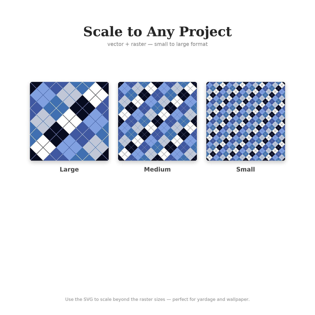 Deep Sapphire Argyle Seamless Pattern | Fabric & Surface Design (Digital Download)
