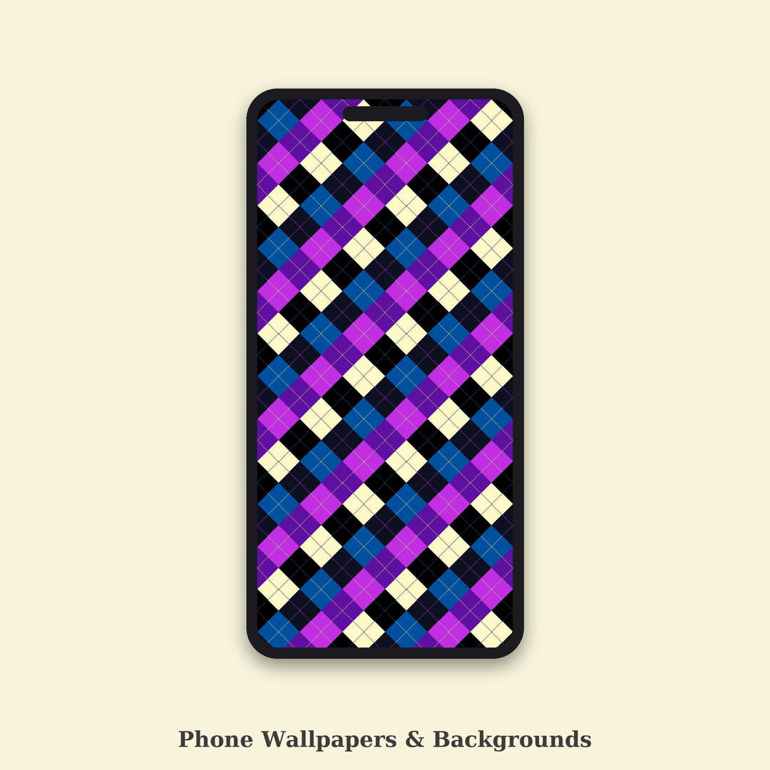Deep Space Argyle Seamless Pattern | Multi-Color Fabric Design (Digital Download)