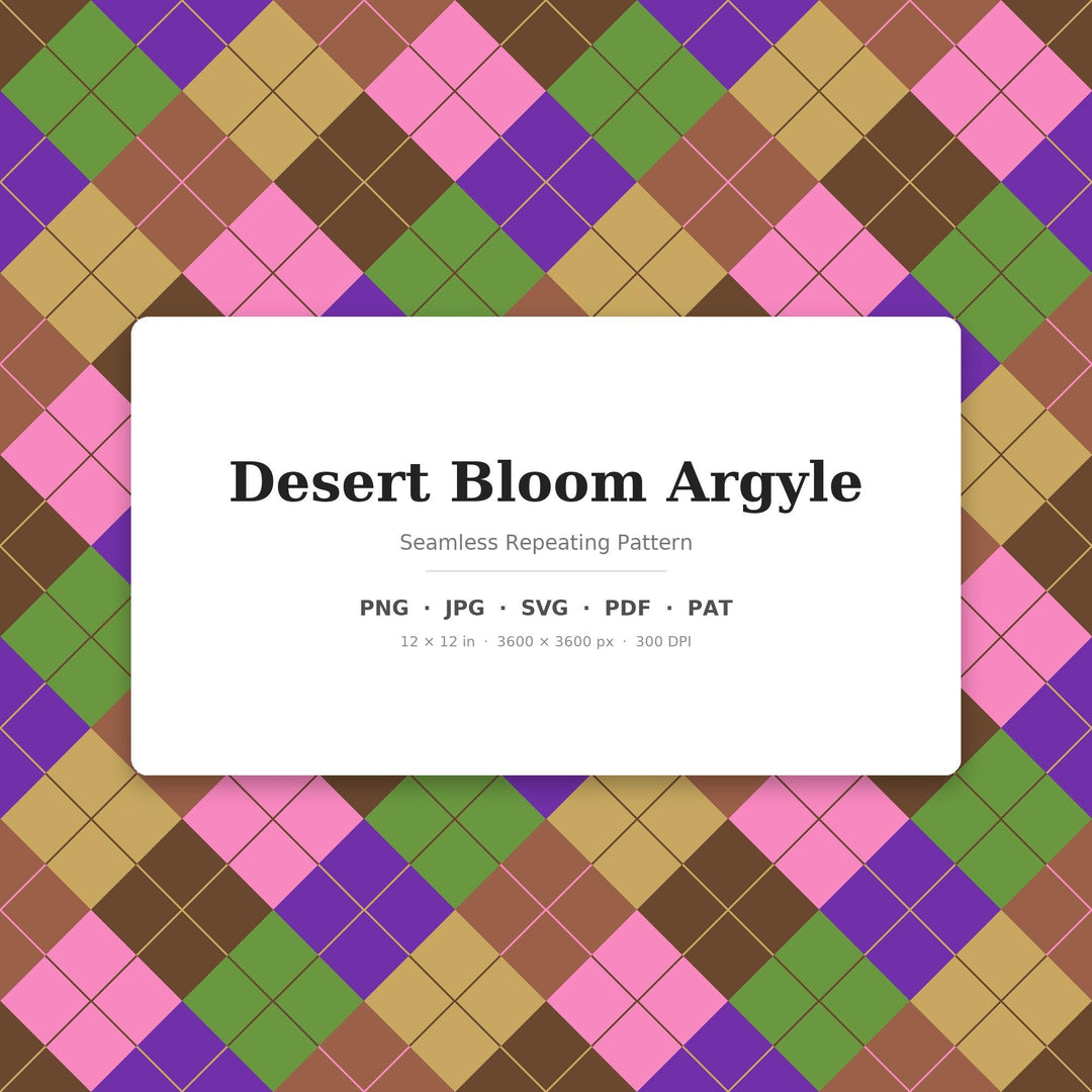 Desert Bloom Argyle Seamless Pattern | Multi-Color Fabric Design (Digital Download)