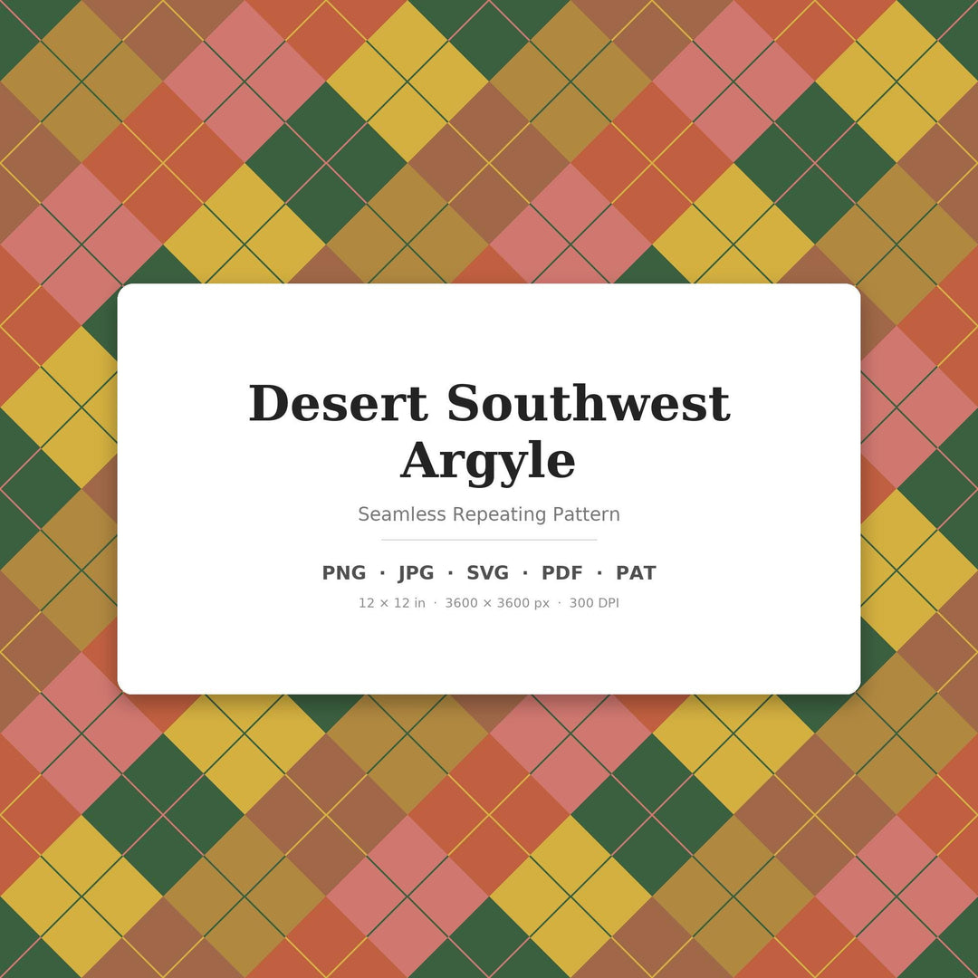 Desert Southwest Argyle Seamless Pattern | Multi-Color Fabric Design (Digital Download)