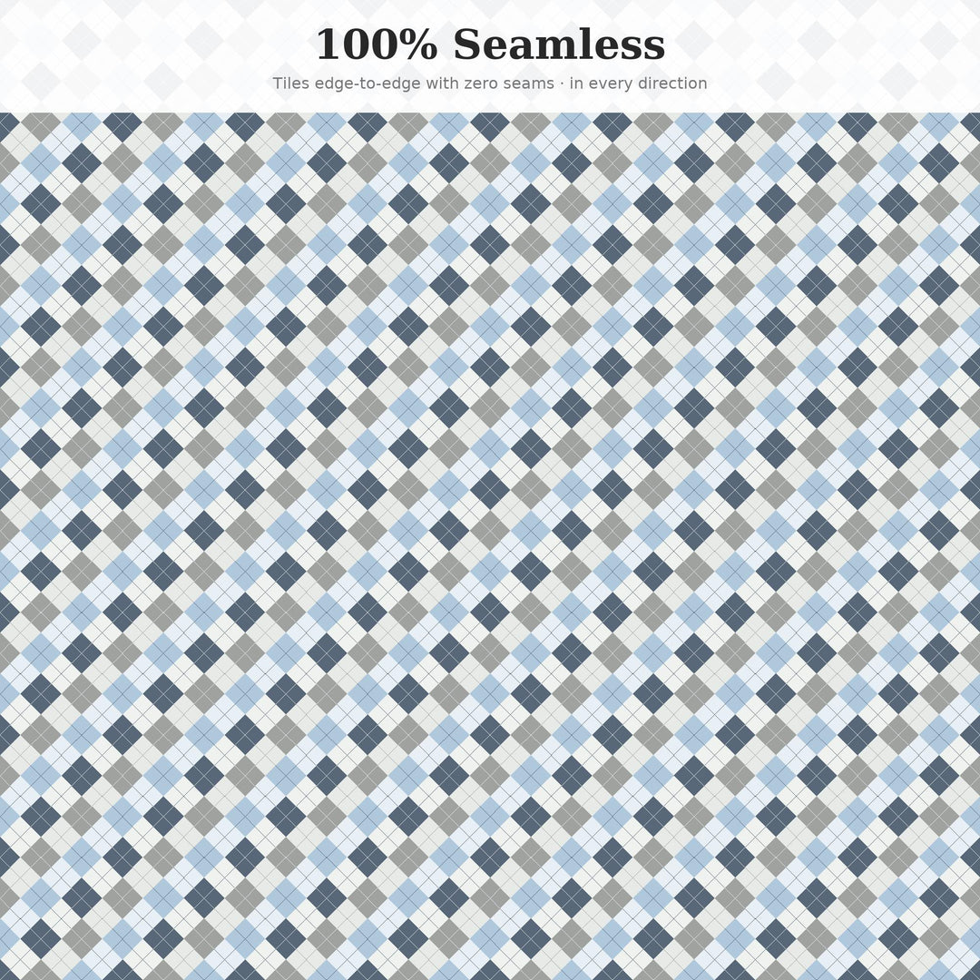 Detached Argyle Seamless Pattern | Multi-Color Fabric Design (Digital Download)