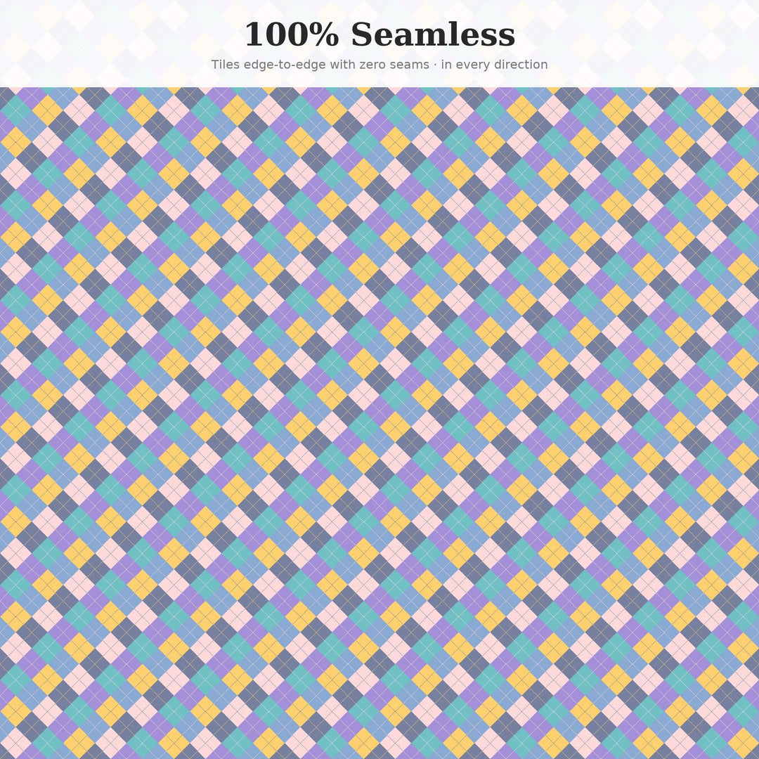 Digital Argyle Seamless Pattern | Multi-Color Digital Impressionism Argyle | .png .jpg .svg .pdf .pat | Digital Paper