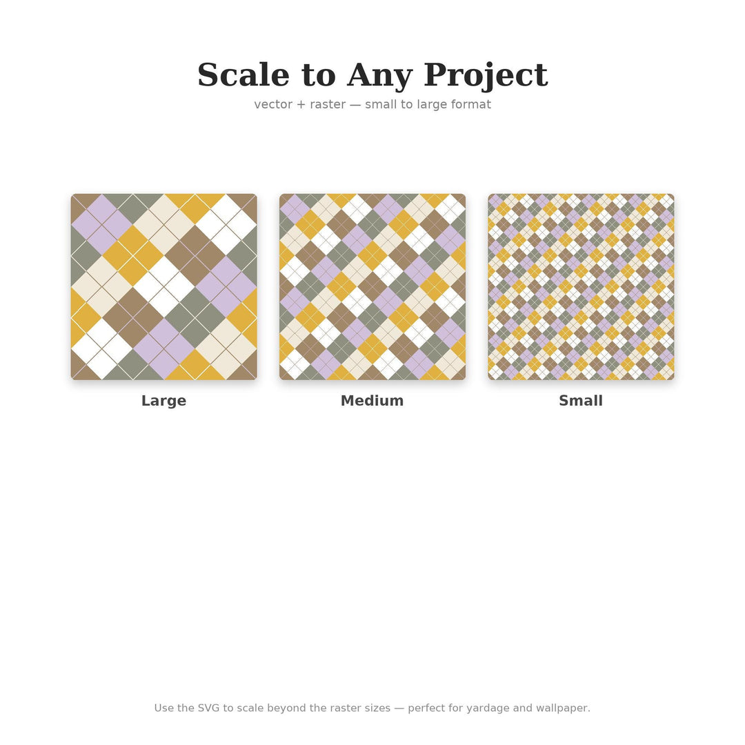 Earl Grey Argyle Seamless Pattern | Multi-Color Fabric Design (Digital Download)