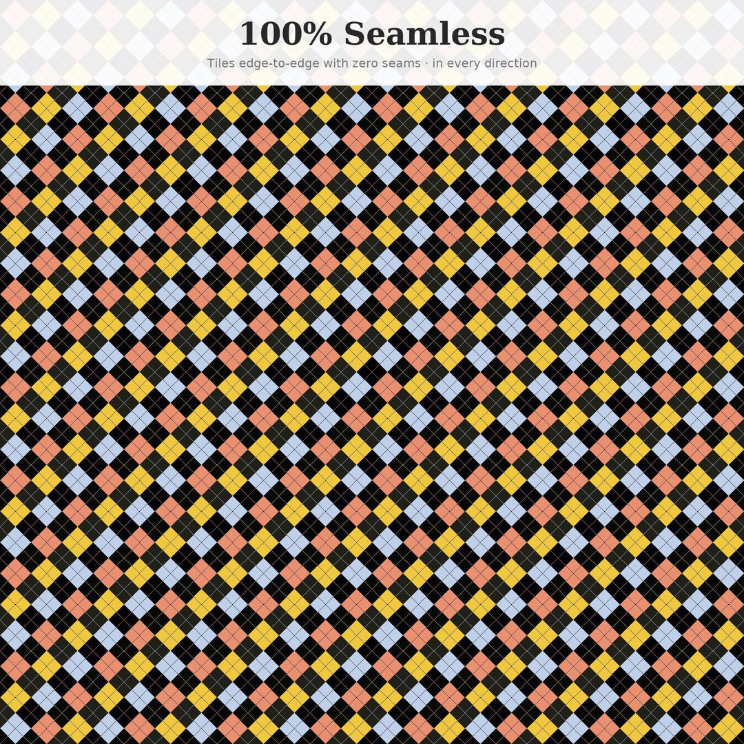 Eclipse Argyle Seamless Pattern | Multi-Color Eclipse Totality Argyle | .png .jpg .svg .pdf .pat | Digital Paper | Fabric & Surface Design