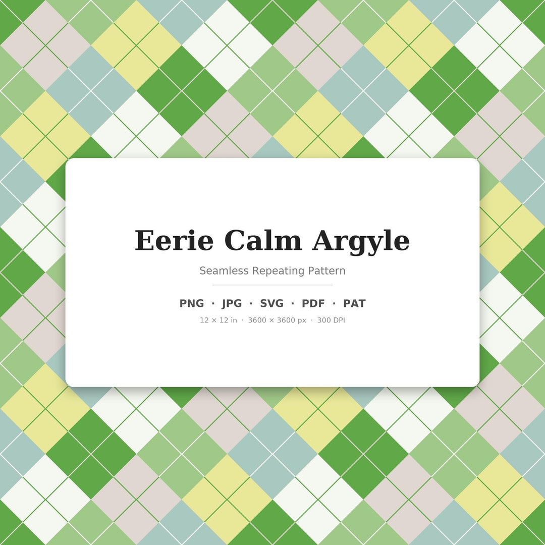 Eerie Calm Argyle Seamless Pattern | Multi-Color Fabric Design (Digital Download)