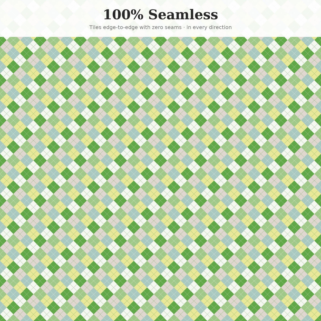 Eerie Calm Argyle Seamless Pattern | Multi-Color Fabric Design (Digital Download)