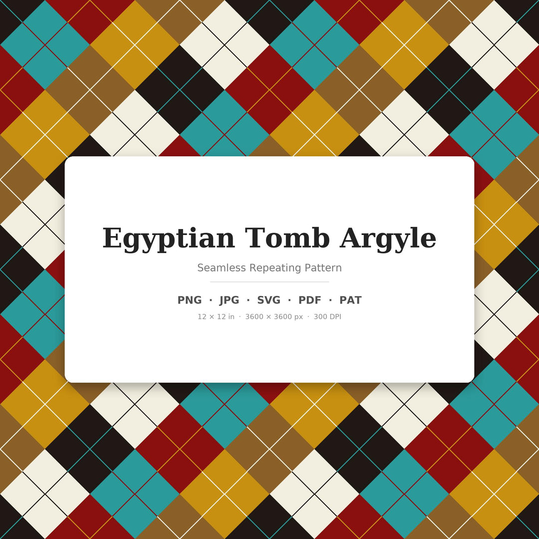 Egyptian Tomb Argyle Seamless Pattern | Fabric, Surface Design (Digital Download)