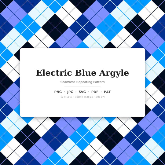 Electric Blue Argyle seamless pattern set — main preview