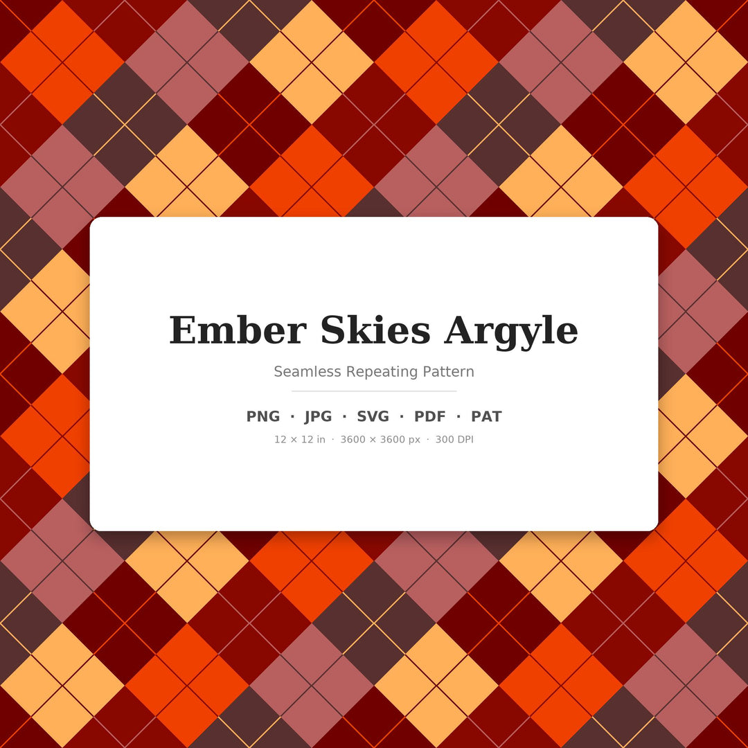 Ember Argyle Seamless Pattern | Multi-Color Ember Skies Argyle | .png .jpg .svg .pdf .pat | Digital Paper | Fabric & Surface Design