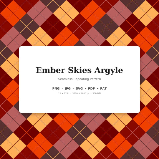 Ember Argyle Seamless Pattern | Multi-Color Ember Skies Argyle | .png .jpg .svg .pdf .pat | Digital Paper | Fabric & Surface Design