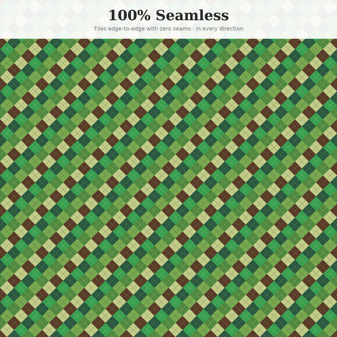 Emerald Fen Argyle Seamless Pattern | Multi-Color Digital Paper (Digital Download)