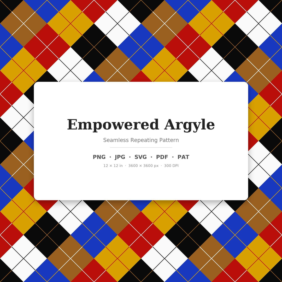 Empowered Argyle Seamless Pattern | Multi-Color Fabric Design (Digital Download)