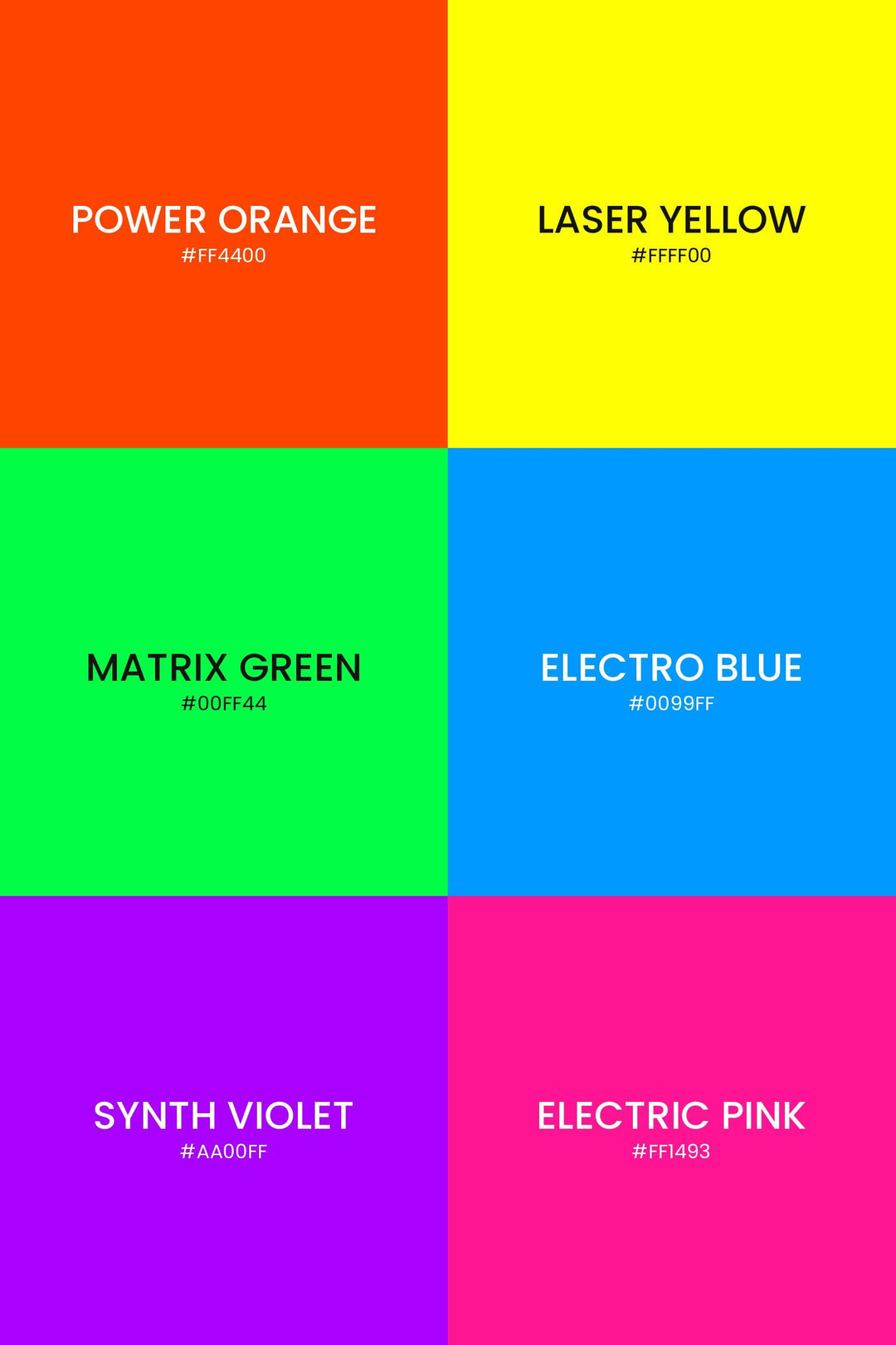 80s Neon Color Palette | 30 Colors | Hex RGB CMYK | Color Guide | Procreate Swatches + ASE | Digital Download