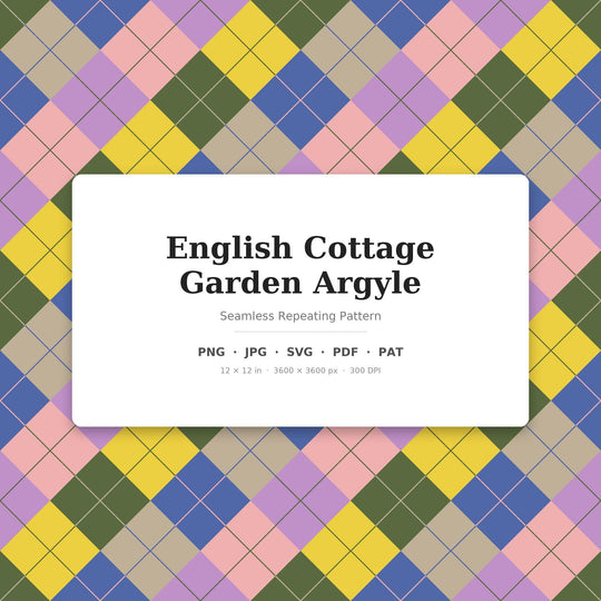 English Argyle Seamless Pattern | Multi-Color English Cottage Garden Argyle | .png .jpg .svg .pdf .pat | Digital Paper