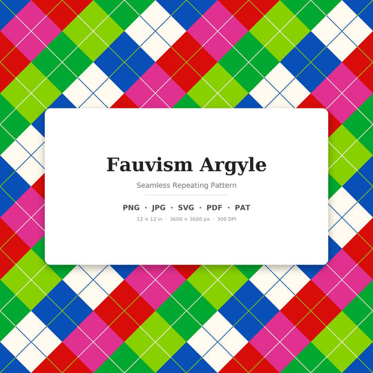 Fauvism Argyle Seamless Pattern | Multi-Color Repeating Digital Paper (SVG, PDF, PAT)