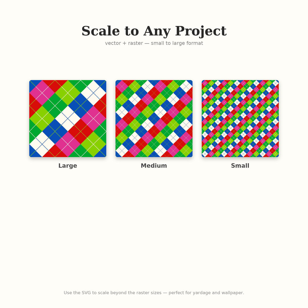 Fauvism Argyle Seamless Pattern | Multi-Color Repeating Digital Paper (SVG, PDF, PAT)
