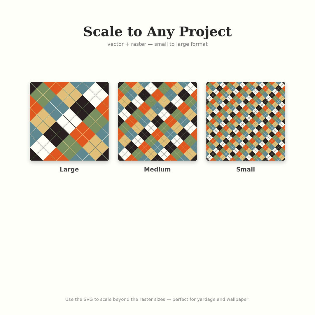 Film Grain Diary Argyle Seamless Pattern | Multi-Color Fabric Design (Digital Download)
