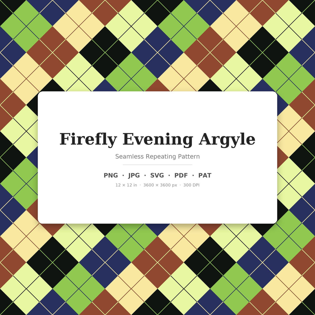 Firefly Argyle Seamless Pattern | Multi-Color Firefly Evening Argyle | .png .jpg .svg .pdf .pat | Digital Paper | Fabric & Surface Design