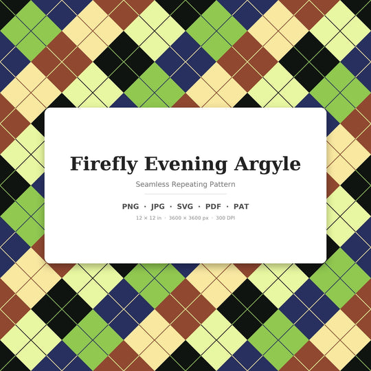 Firefly Argyle Seamless Pattern | Multi-Color Firefly Evening Argyle | .png .jpg .svg .pdf .pat | Digital Paper | Fabric & Surface Design